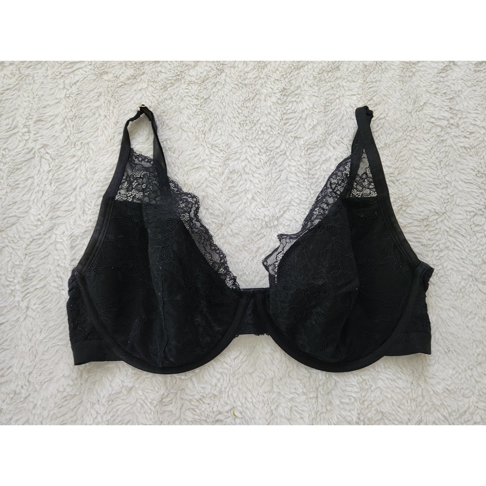 Soma Lightest Lift Lace Plunge Bra Black Women's Size 36DD Underwire